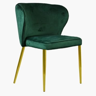Belisimo Dining Chair Green Velvet & Gold Legs