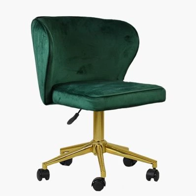 Belisimo Office Chair Green Velvet & Gold