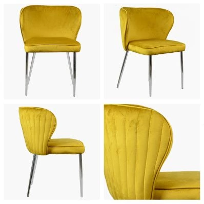 Belisimo Dining Chair Mustard Velvet & Chrome Legs