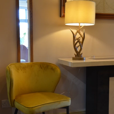 Belisimo Dining Chair Mustard Velvet & Gold Legs