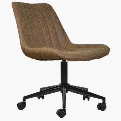Bell Office Chair Antique Brown Faux Leather & Black Base