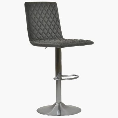Bellucci Bar Stool Black Leather & Brushed Steel Base