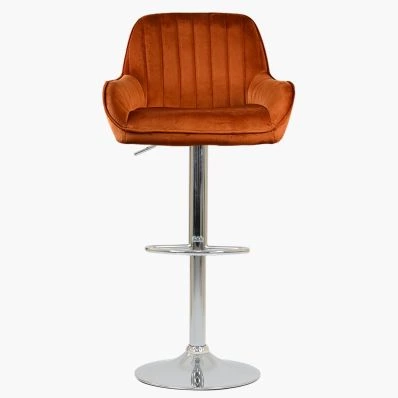 Blair Bar Stool Burnt Orange Velvet & Chrome Base