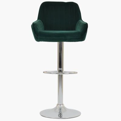 Blair Bar Stool Emerald Green Velvet & Chrome Base