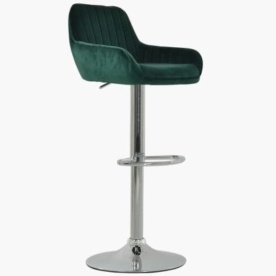 Blair Bar Stool Green Velvet & Chrome Base