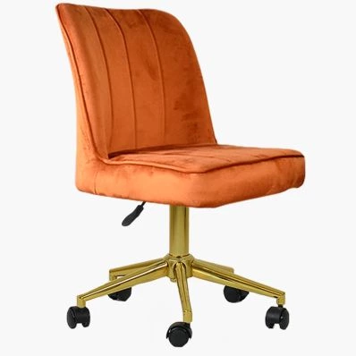 Blaydon Office Chair Burnt Orange Velvet & Gold