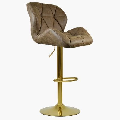 Bowston Bar Stool Antique Brown Leather & Gold Base
