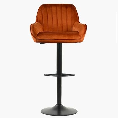 Bronx Bar Stool Burnt Orange Velvet & Black Base
