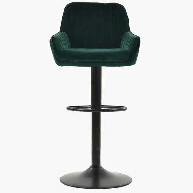 Bronx Bar Stool Emerald Green Velvet & Black Base