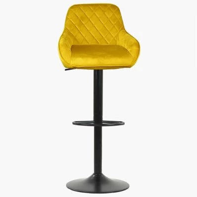 Bronx Bar Stool Mustard Velvet & Black Base