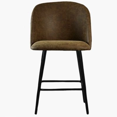 Brooklands Bar Stool Antique Brown Faux Leather & Black Base