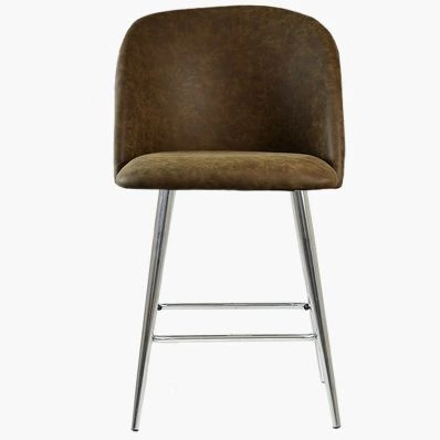 Brooklands Bar Stool Antique Brown Faux Leather & Chome Base