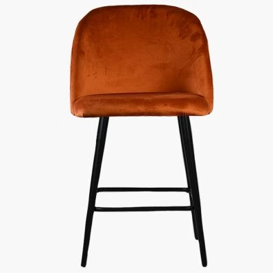 Brooklands Bar Stool Burnt Orange Velvet & Black Leg