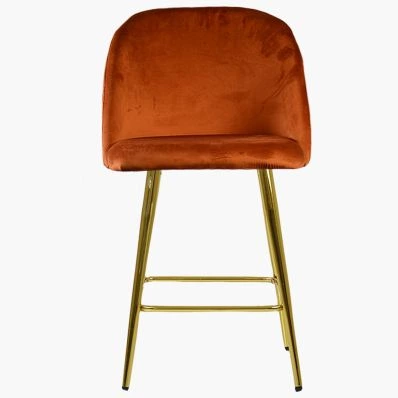 Brooklands Bar Stool Burnt Orange Velvet & Gold Leg