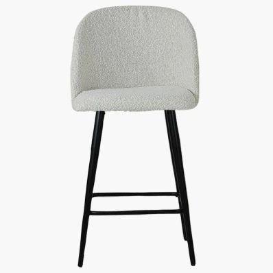 Brooklands Bar Stool Cream Boucle Fabric & Black Leg