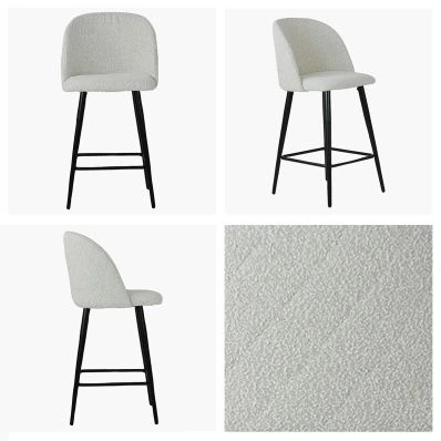 Brooklands Bar Stool Cream Boucle Fabric & Black Leg
