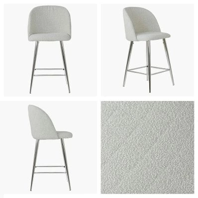 Brooklands Bar Stool Cream Boucle Fabric & Chrome Leg