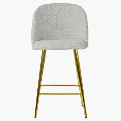Brooklands Bar Stool Cream Boucle Fabric & Gold Leg