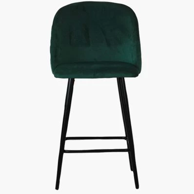 Brooklands Bar Stool Emerald Green Velvet & Black Leg