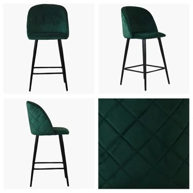 Brooklands Bar Stool Green Velvet & Black Leg