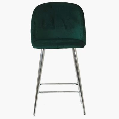 Brooklands Bar Stool Emerald Green Velvet & Chrome Leg