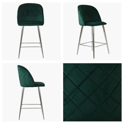 Brooklands Bar Stool Green Velvet & Chrome Leg