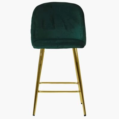 Brooklands Bar Stool Emerald Green Velvet & Gold Leg