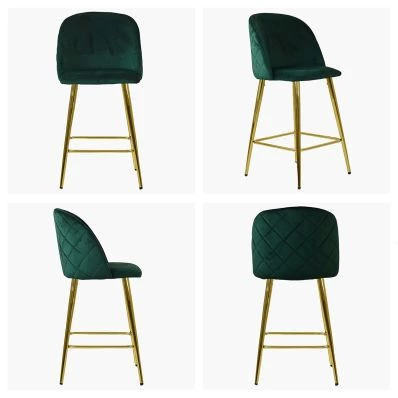 Brooklands Bar Stool Green Velvet & Gold Leg