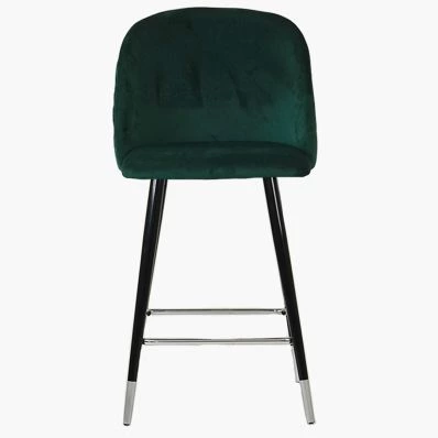 Brooklands Bar Stool Emerald Green Velvet & Black \ Silver Leg