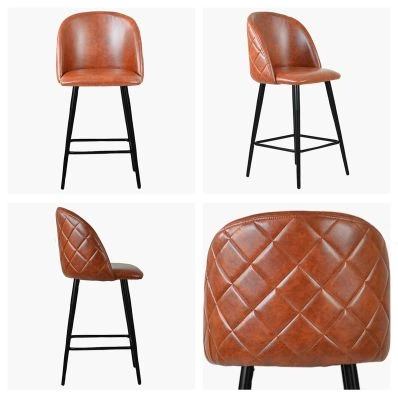 Brooklands Bar Stool Brown Leather & Black Leg