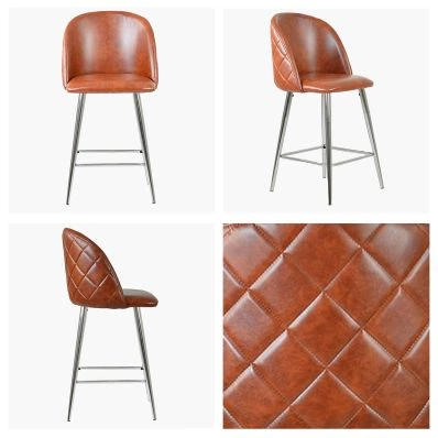 Brooklands Bar Stool Brown Leather & Chrome Leg