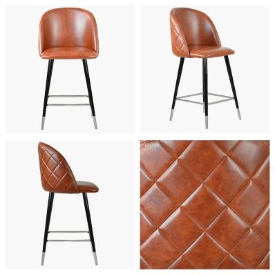 Brooklands Bar Stool Brown Leather & Black \ Silver Leg