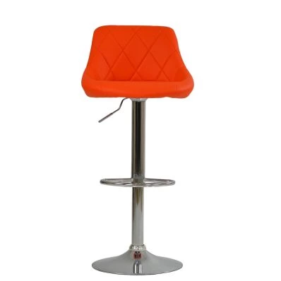 Flo Bar Stool Orange Leather & Chrome Base