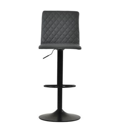 Titan Bar Stool Dark Grey Leather & Black Base