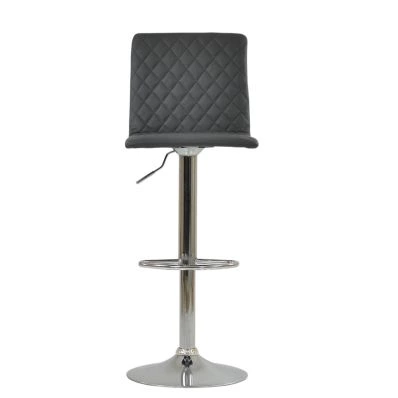 Rocklin Bar Stool Dark Grey Leather & Chrome Base