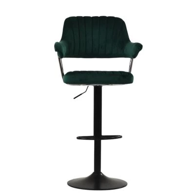 Nova Bar Stool Emerald Green Velvet & Black Base