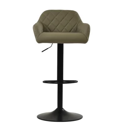 Sirius Bar Stool Taupe Leather & Black Base