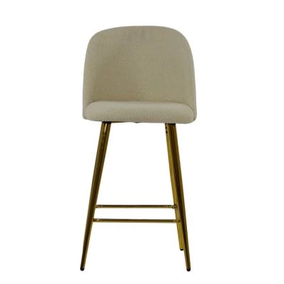 Brooklands Bar Stool Cream Boucle Fabric & Gold Base