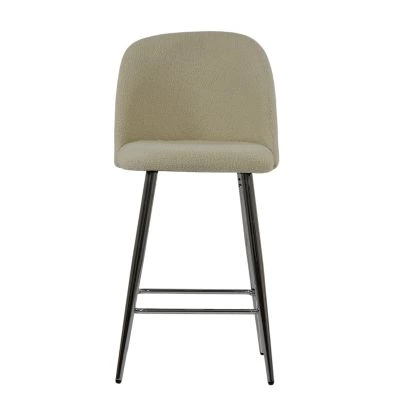 Brooklands Bar Stool Cream Boucle Fabric & Chrome Base