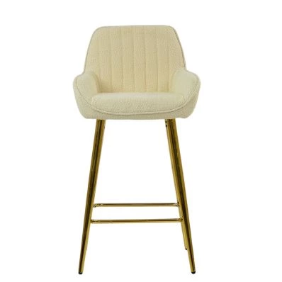 Hamilton Bar Stool Cream Boucle Fabric & Gold Base