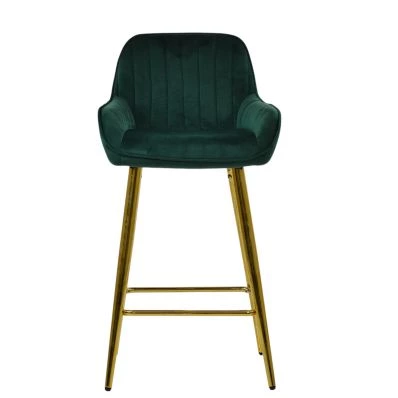 Hamilton Bar Stool Emerald Green Velvet & Gold Base