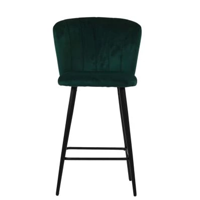 Dove Bar Stool Emerald Green Velvet & Black Base