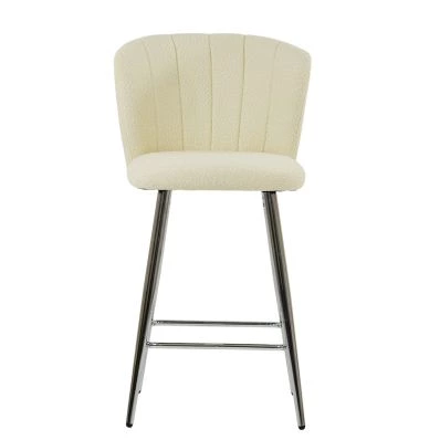 Dove Bar Stool Cream Boucle Fabric & Chrome Base