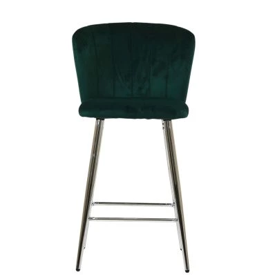 Dove Bar Stool Emerald Green Velvet & Chrome Base