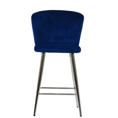 Dove Bar Stool Blue Velvet & Chrome Base