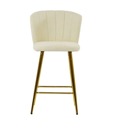 Dove Bar Stool Cream Boucle Fabric & Gold Base
