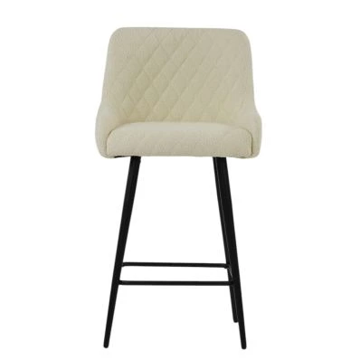 Vault Bar Stool Cream Boucle Fabric & Black Base