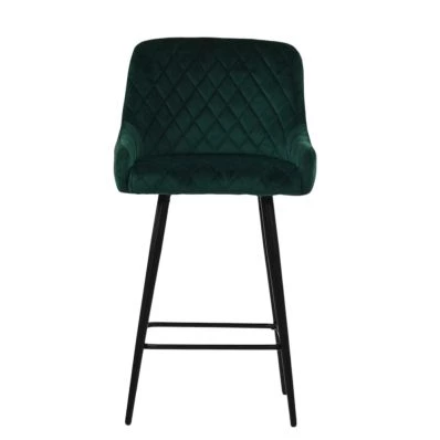 Vault Bar Stool Emerald Green Velvet & Black Base