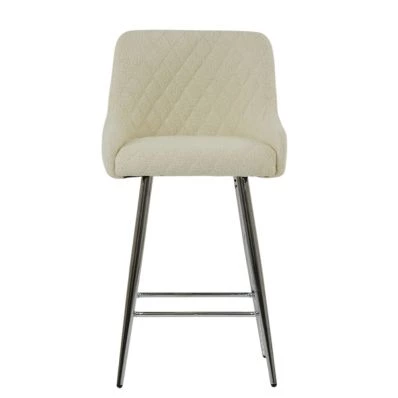 Vault Bar Stool Cream Boucle Fabric & Chrome Base