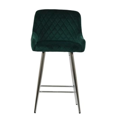 Vault Bar Stool Emerald Green Velvet & Chrome Base